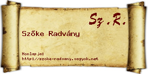 Szőke Radvány névjegykártya